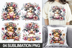 Cute Duck with Flowers Clipart PNG Sublimation Bundle Product Image 1