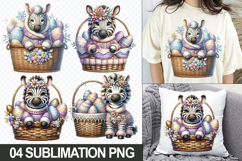 Cute Zebra Easter Clipart PNG, Easter Sublimation Designs Product Image 1