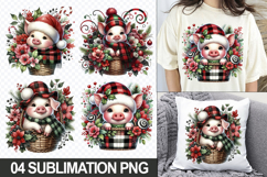 Christmas Pig Sublimation Clipart, 04 PNG Designs Product Image 1