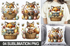 Cute Fox Easter Clipart PNG, Easter Sublimation Designs Product Image 1