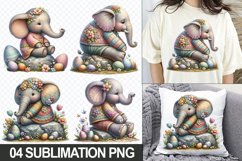 Cute Elephant Clipart PNG - Easter Sublimation Designs Product Image 1