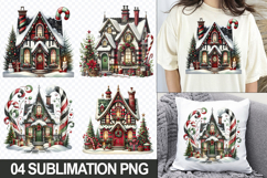 Christmas Homes Sublimation Clipart, 04 PNG Designs Product Image 1
