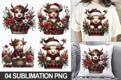 Christmas Cow Sublimation Clipart, 04 PNG Designs Product Image 1