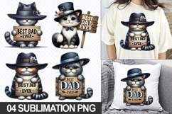 Father&#039;s Day Cat Sublimation Clipart, Printable Cat Art Product Image 1