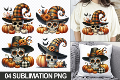 Halloween Skull With Hat Sublimation Clipart, 04 PNG Designs Product Image 1