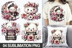 Floral Bear Clipart PNG Sublimation Design Designs Product Image 1