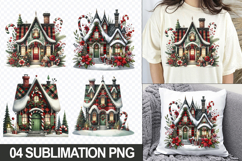 Christmas Homes Sublimation Clipart, 04 PNG Designs Product Image 1
