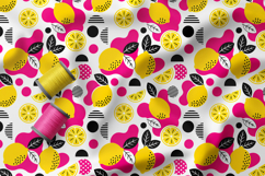 Vibrant Lemon Seamless Patterns, Neon Citrus Digital Paper Product Image 2