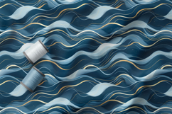 Coastal Waves Japanese Style Blue Pattern, Digital Paper PNG Product Image 3