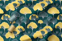 Art Deco Ginkgo Floral Seamless Patterns, Modern Floral Product Image 4
