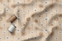 Terracotta Daisy Seamless Patterns, Boho Floral Neutral PNG Product Image 5