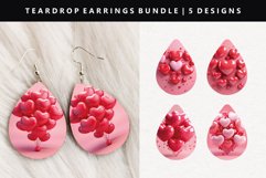 Puff Heart Teardrop Earring Sublimation PNG Design Product Image 1