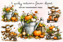 Quirky Autumn Farm Clipart PNG Product Image 1