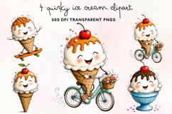 Quirky Ice Cream Clipart PNG Product Image 1