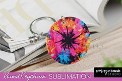 Rainbow Tie Dye Keychain - Neon Keychain Sublimation Design Product Image 1
