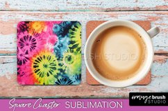 Tie Dye Square Coaster Sublimation - Neon Coaster Design Product Image 1