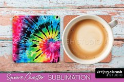 Tie Dye Square Coaster Sublimation - Neon Coaster Design Product Image 1