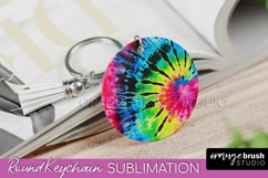 Rainbow Tie Dye Keychain - Neon Keychain Sublimation Design Product Image 1