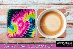 Tie Dye Square Coaster Sublimation - Neon Coaster Design Product Image 1