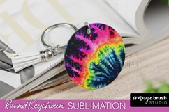 Rainbow Tie Dye Keychain - Neon Keychain Sublimation Design Product Image 1