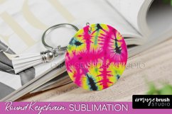 Rainbow Tie Dye Keychain - Neon Keychain Sublimation Design Product Image 1