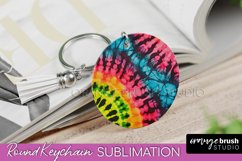 Rainbow Tie Dye Keychain - Neon Keychain Sublimation Design Product Image 1