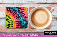 Tie Dye Square Coaster Sublimation - Neon Coaster Design Product Image 1