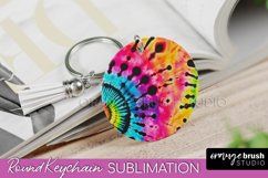 Rainbow Tie Dye Keychain - Neon Keychain Sublimation Design Product Image 1