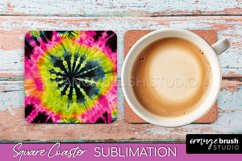 Tie Dye Square Coaster Sublimation - Neon Coaster Design Product Image 1