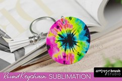 Rainbow Tie Dye Keychain - Neon Keychain Sublimation Design Product Image 1