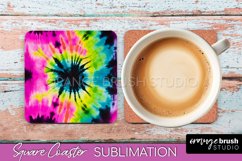 Tie Dye Square Coaster Sublimation - Neon Coaster Design Product Image 1