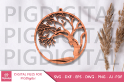 Laser Cut Tree &amp; Woman Ornament SVG Bund Product Image 5