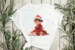 Red Plaid Christmas Little Girl Clipart Product Image 2