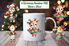 4 Cute Christmas Reindeer Sublimations 30cm x 30cm PNG Product Image 1