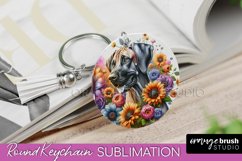Rhodesian Ridgeback Keychain Dog Sublimation Floral PNG Product Image 1