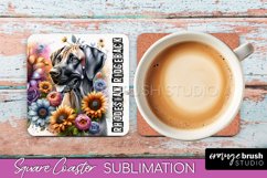Dog Square Coaster - Dog Mom Floral Coaster Sublimation Product Image 1