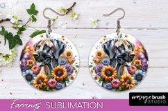 Rhodesian Ridgeback Earrings Dog Sublimation Floral PNG Product Image 1