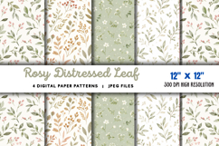 Rosy Distressed Leaf Digital Paper JPG Product Image 1