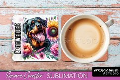 Dog Square Coaster - Dog Mom Floral Coaster Sublimation Product Image 1