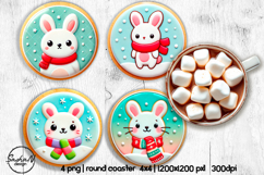 3d Christmas bunny round coaster sublimation Product Image 1