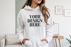 Sand Gildan 18500 Hoodie Mockup ,Cozy Unisex Sweatshirt Mock Product Image 1