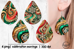 Earrings Christmas sublimation, Teardrop png Product Image 1