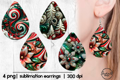 Earrings Christmas sublimation, Teardrop png Product Image 1