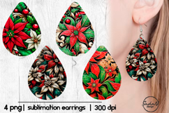 Christmas poinsettia sublimation earrings Product Image 1