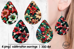 Christmas poinsettia sublimation earrings Product Image 1