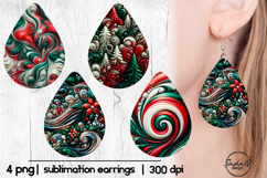 Earrings Christmas sublimation, Teardrop png Product Image 1