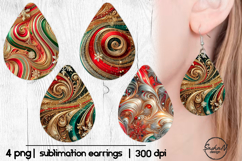 Earrings Christmas sublimation, Teardrop png Product Image 1