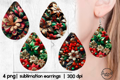 Earrings Christmas flowers sublimation Product Image 1