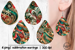 Earrings Christmas sublimation, Teardrop png Product Image 1
