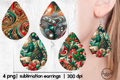 Earrings Christmas sublimation, Teardrop png Product Image 1